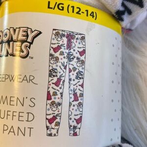 NEW‎ Christmas Looney Tunes Cuffed Pajama Pants Taza Tweety Bird